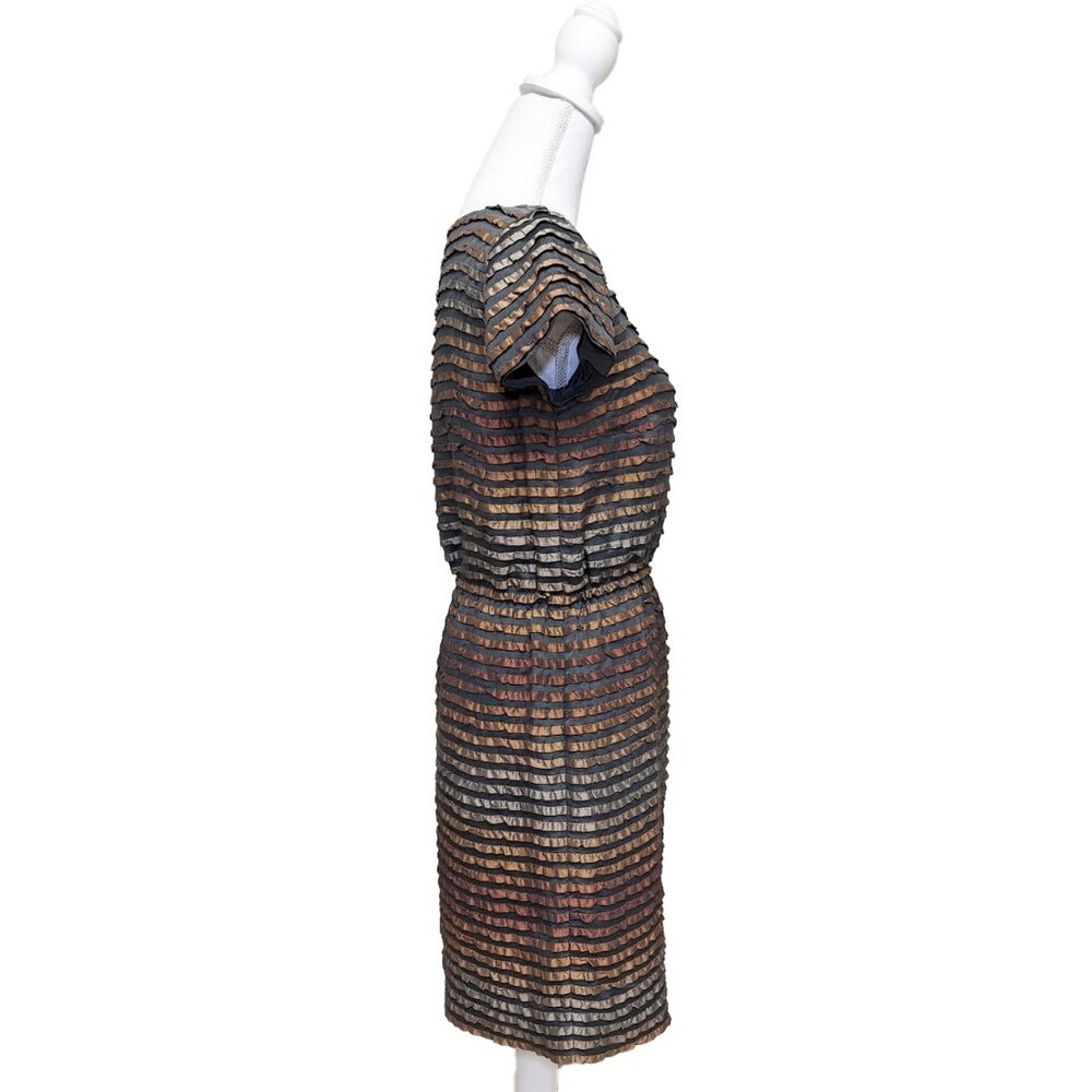 BEHNAZ SARAFPOUR Silk-Blend Sheath Dress with Ruffled Ribbons - Picture 4 of 7